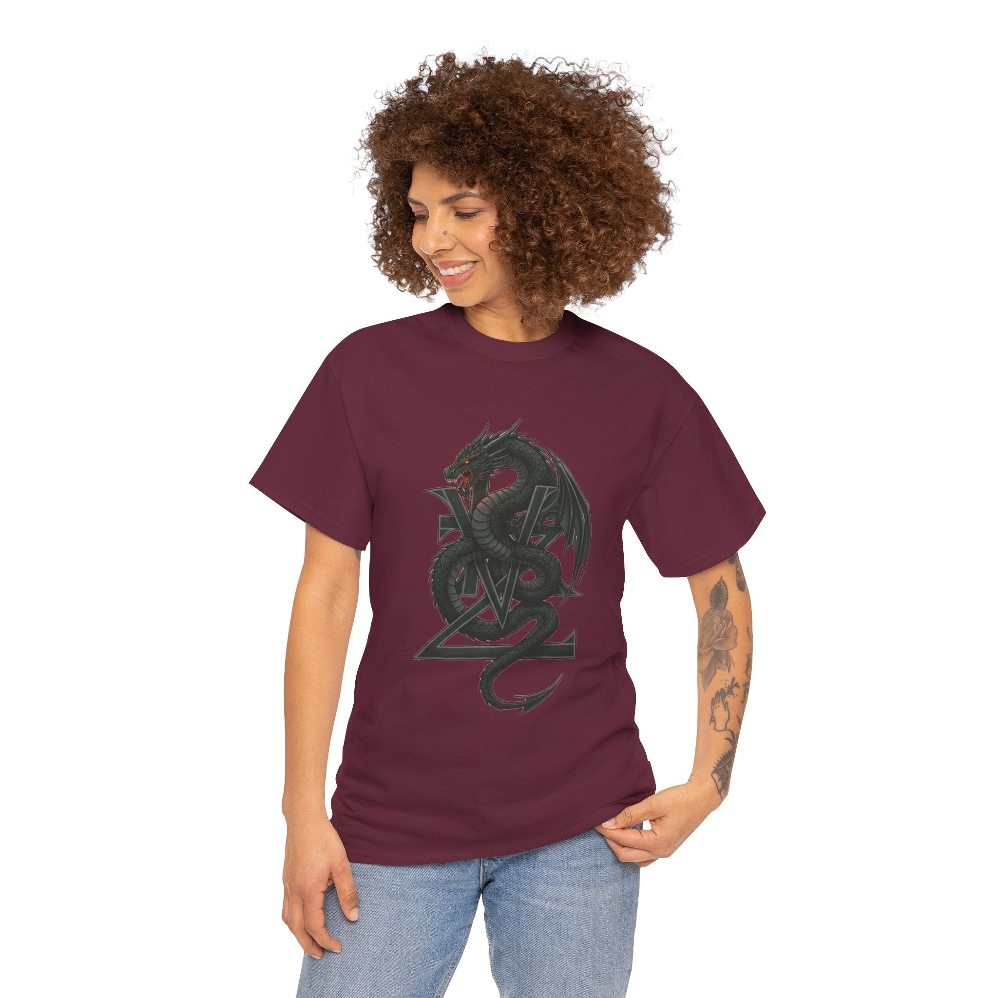 Dragon Crest T-Shirt — Gothic Black Dragon Emblem Tee