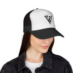 Minimal Monogram Trucker Cap – Geometric V Mesh Hat