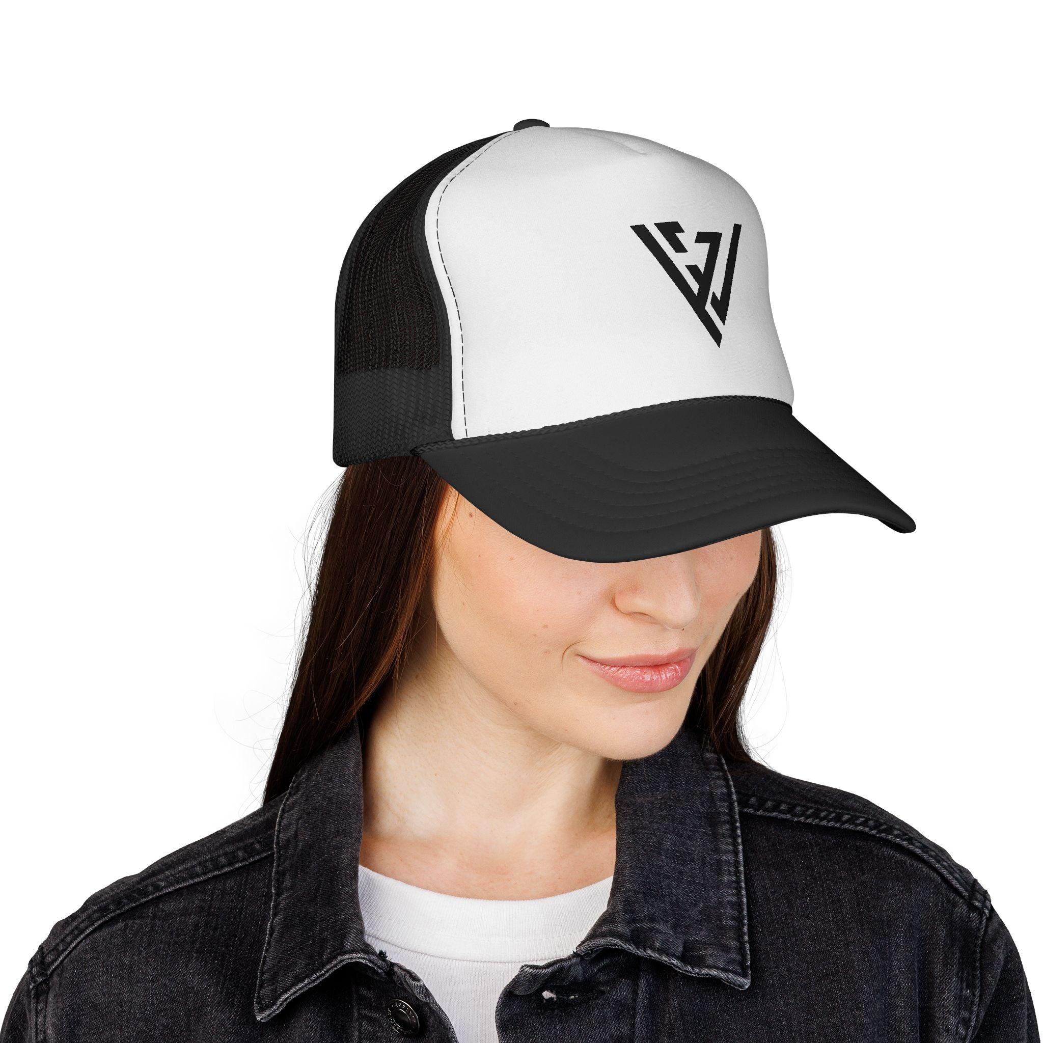 Minimal Monogram Trucker Cap – Geometric V Mesh Hat
