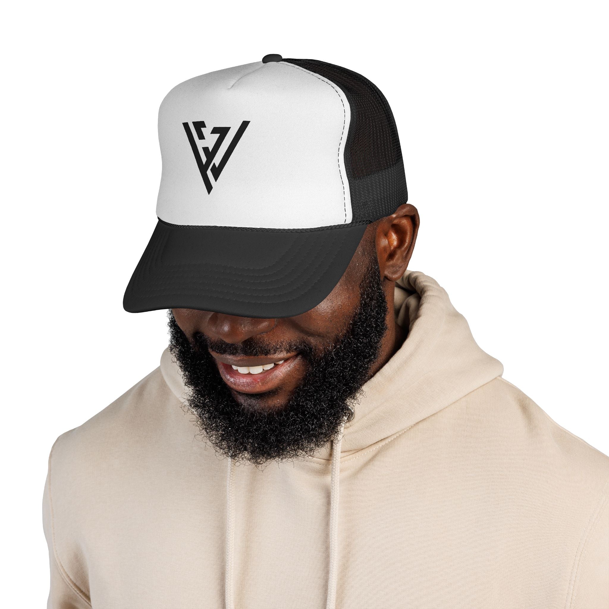 Minimal Monogram Trucker Cap – Geometric V Mesh Hat