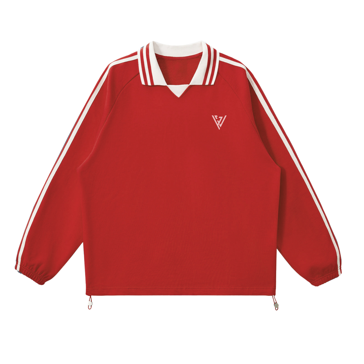 VERZYLE Polo Collar Sweatshirt with Contrast Stripes