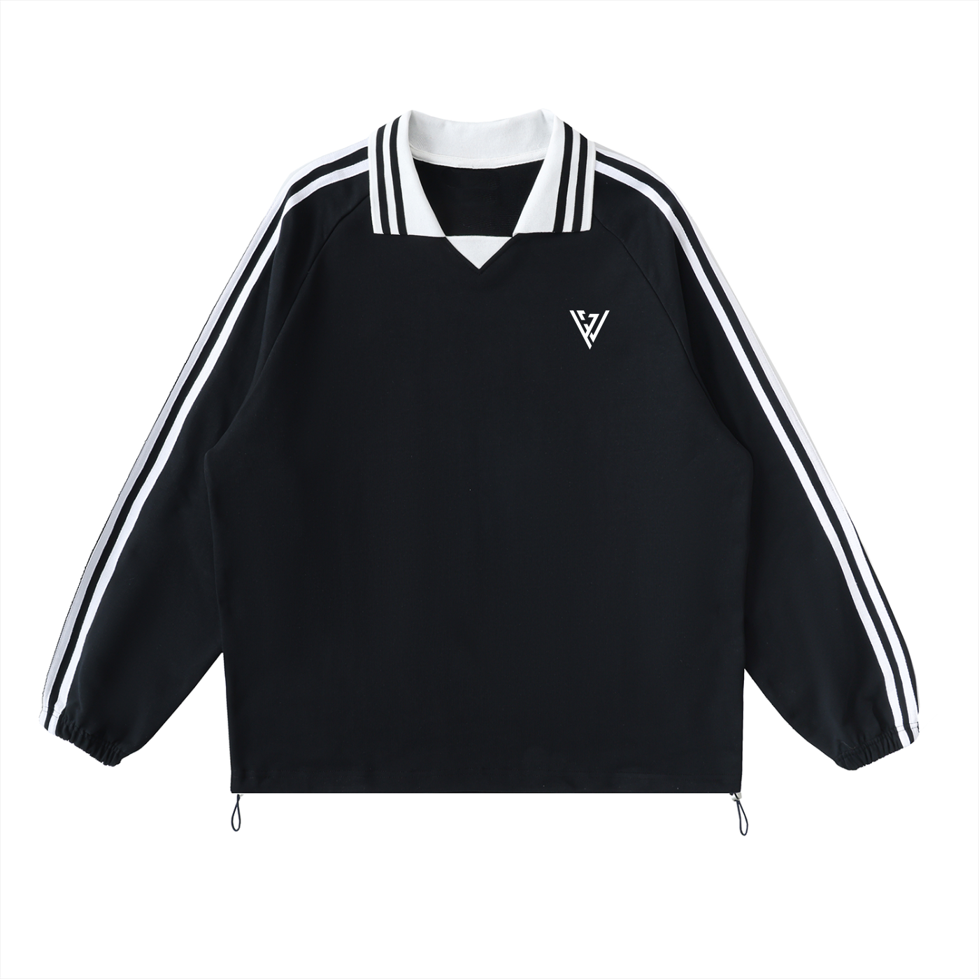 VERZYLE Polo Collar Sweatshirt with Contrast Stripes